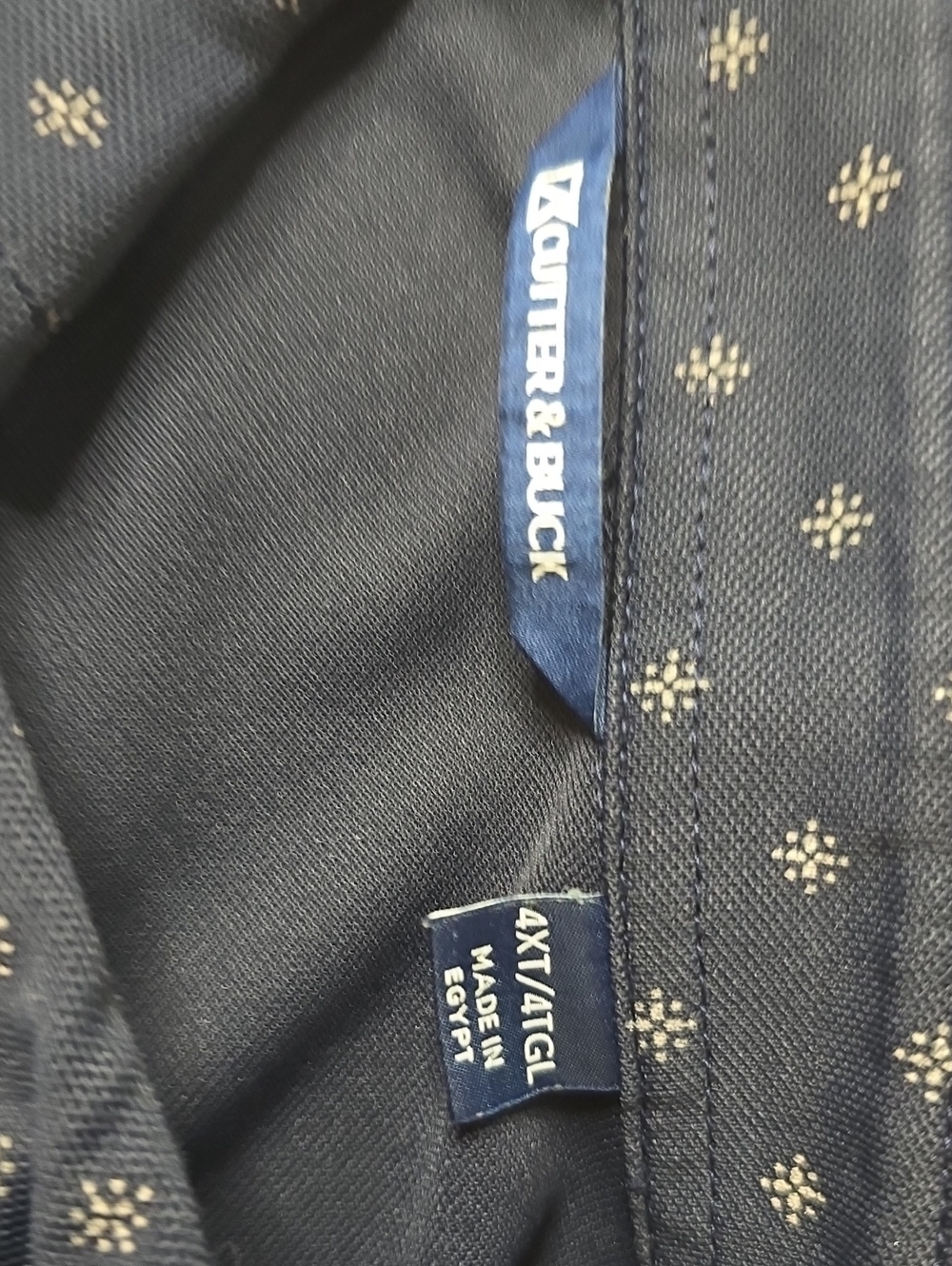 Cutter & Buck 4XL Navy Polo with Cream Dot Pattern